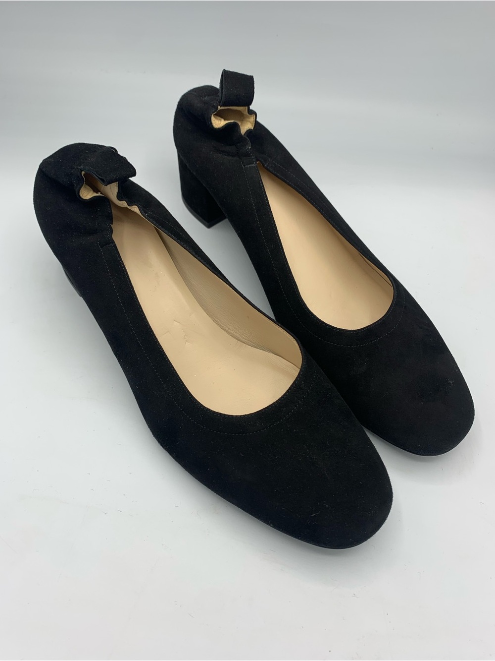 Everlane The Day Heels Black Suede Pumps Slip On Block heel size 10.5 leather
